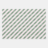 Blush Pink Green Glitzy Stripes Christmas Geschenkpapier Set (Vorderseite)