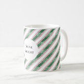 Blush Pink Green Glitzy Stripes Christmas Kaffeetasse (VorderseiteRechts)