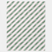 Blush Pink Green Glitzy Stripes Fleecedecke (Vorderseite)