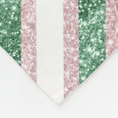 Blush Pink Green Glitzy Stripes  Fleecedecke (Ecke)