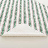 Blush Pink Green Glitzy Stripes  Sherpadecke (3/4)