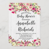 Blush Pink & Green Rose Kinderdusche Einladung (Vorne/Hinten)