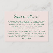 Blush Pink Green Simple Additional Information  Begleitkarte (Vorderseite)