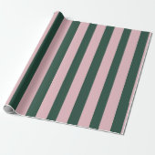 Blush Pink & Green Stripe Geschenkpapier (Ungerollt)