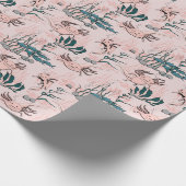 Blush Pink & Green Underwater Axolotl Baby Girl Geschenkpapier (Ecke)