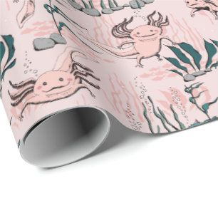 Blush Pink & Green Underwater Axolotl Baby Girl Geschenkpapier