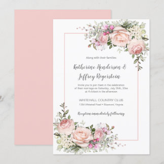Blush Pink Green Watercolor Blues Hochzeit Einladung