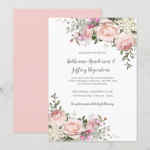 Blush Pink Green Watercolor Blumenzwiebelladen Einladung