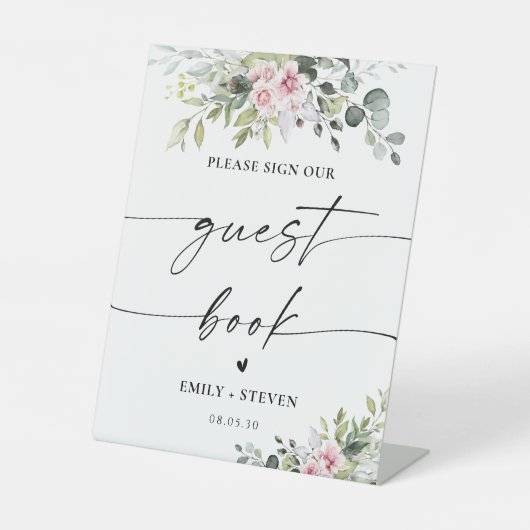 Blush Pink Greenerenerity Guest Book Sign Sockelschild (Vorderseite)