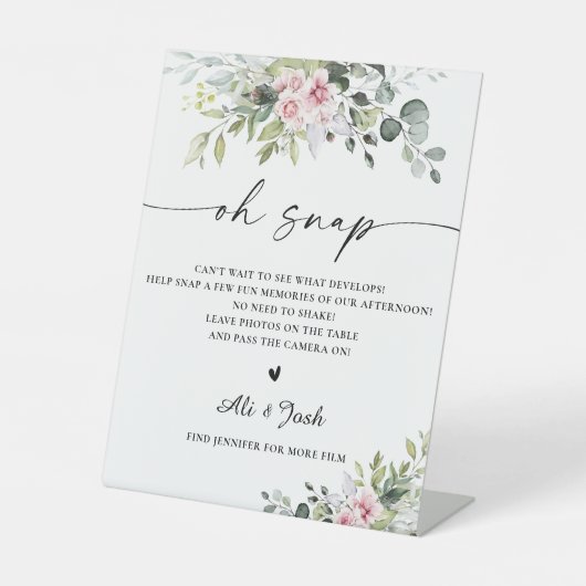 Blush Pink Greenerenery Oh Snap Signing Sockelschild (Vorderseite)