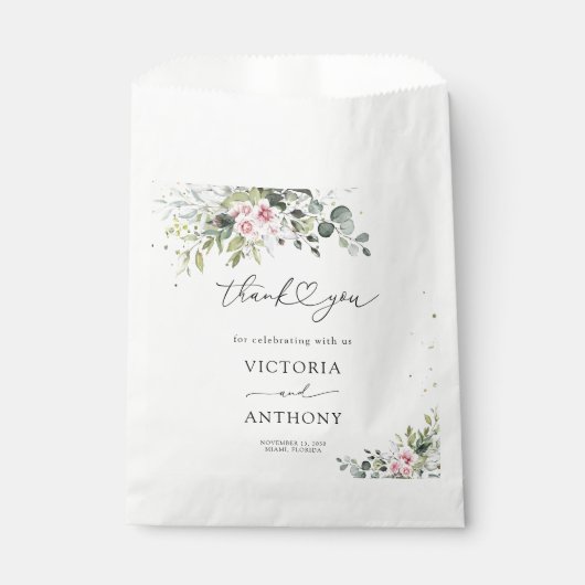 Blush Pink Greenerity Brautparty Gefallen Beutel Geschenktütchen (Vorderseite)