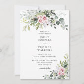 Blush Pink Greenerity Einladung Hochzeit (Vorderseite)