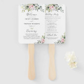 Blush Pink Greenerity Hochzeitsprogramm Hand Fan Fächer (Vorne und Hinten)