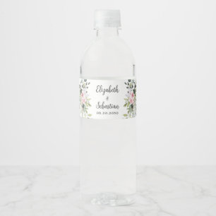 Blush Pink Greenerity Hochzeitswasser Flasche Labe Wasserflaschenetikett