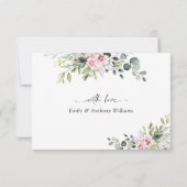 Blush Pink Greenerity Wedding Danke Karte (Rückseite)
