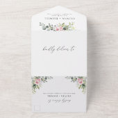 Blush Pink Greenery All in One Wedding Einladung (Außenbereich)