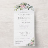 Blush Pink Greenery All in One Wedding Einladung (Innen Boden)