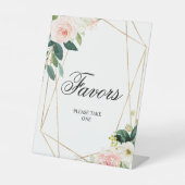 Blush Pink & Greenery Blätter Duschfavoriten Zeich Sockelschild (Vorderseite)