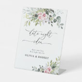 Blush Pink Greenery Blumenbeete am Abend Unterkunf Sockelschild (Vorderseite)