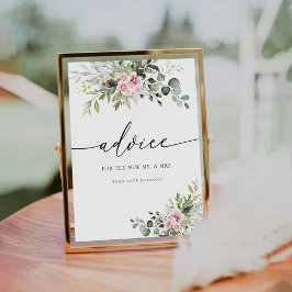 Blush Pink Greenery Blumenempfehlung Unterschrift Sockelschild