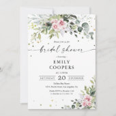 Blush Pink Greenery Bridal Dusche Einladung (Vorderseite)