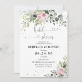 Blush Pink Greenery Bridal Dusche Einladung (Vorderseite)