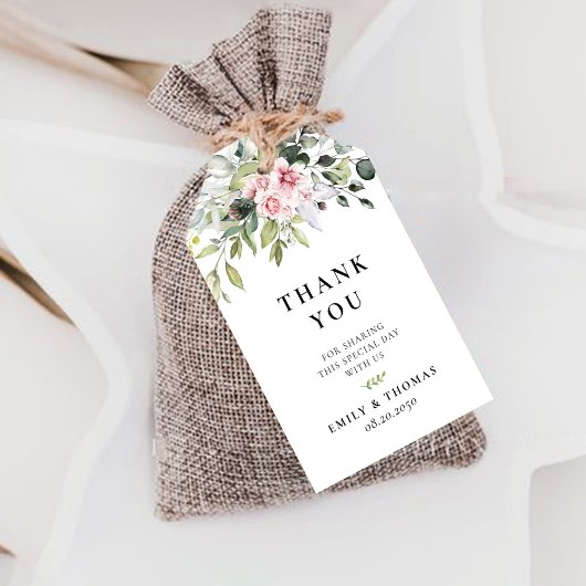 Blush Pink Greenery-Geschenk-Tag Geschenkanhänger