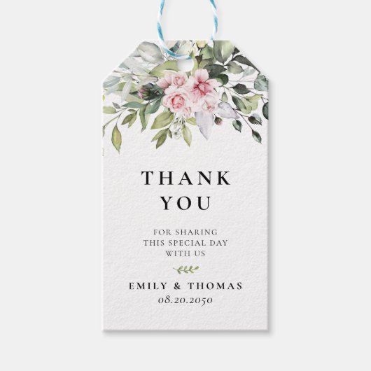 Blush Pink Greenery-Geschenk-Tag Geschenkanhänger (Vorderseite)