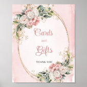 Blush Pink Greenery Glitter Cards and Gifts Shower Poster (Vorne)