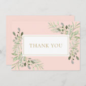 Blush Pink Greenery Heilige Kommunion Dankeskarte (Vorne/Hinten)