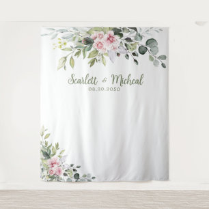 Blush Pink Greenery Hochzeitstorte Wandteppich