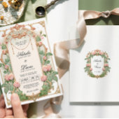 Blush Pink Greenery Jugendstil Einladung Hochzeit