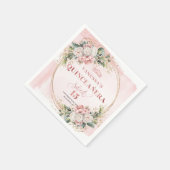 Blush Pink Greenery Quinceañera Party Napkins Serviette (Ecke)