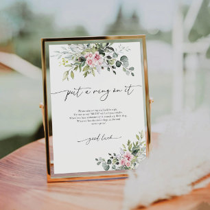 Blush Pink Greenery Setzen Sie einen Ring auf ihr Sockelschild