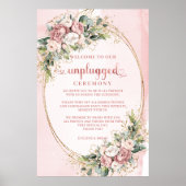 Blush Pink Greenery Unplugged Ceremony Sign Poster (Vorne)