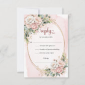 Blush Pink Greenery Watercolor Wedding RSVP Card (Vorderseite)