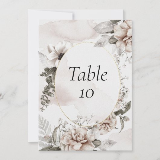 Blush Pink Grey Floral Hochzeitsstipps Tischnummer (Vorderseite)
