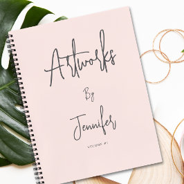 Blush Pink Grey Script Name Artwork Sketchbook Notizblock