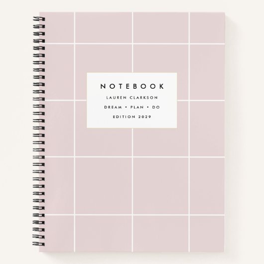 Blush Pink Grid Notebook Notizblock (Vorderseite)