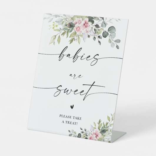 Blush Pink Grüne Babies sind süße Zeichen Sockelschild (Vorderseite)