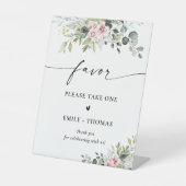 Blush Pink Grüne Brautparty Gefallen Zeichen Sockelschild (Vorderseite)