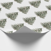 Blush Pink Grüne Weihnachtsbaumen Geschenkpapier (Ecke)