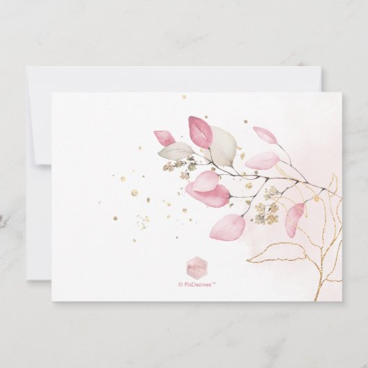 Blush Pink Gum Eukalyptus Brunch Bubbly Einladung (Rückseite)