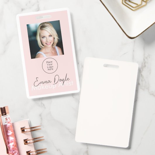 Blush Pink Haar-, Make-up- und Schönheitsstudio-Br Ausweis (Büro)