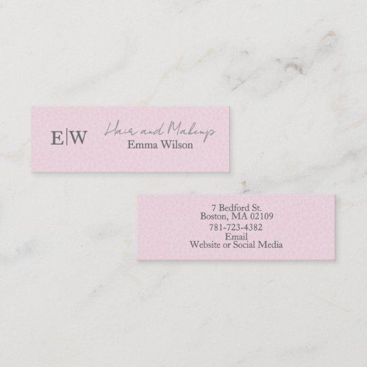 Blush-Pink-Haar-, Make-up- und Schönheitsstudio-Mo Mini Visitenkarte (Vorne/Hinten)