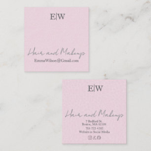 Blush Pink Haar-, Make-up- und Schönheitsstudio Mo Quadratische Visitenkarte