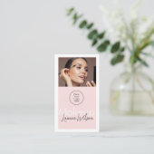 Blush Pink Haar-, Make-up- und Schönheitsstudio Ve Visitenkarte (Stehend Vorderseite)