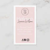 Blush Pink Haar-, Make-up- und Schönheitsstudio Ve Visitenkarte (Rückseite)