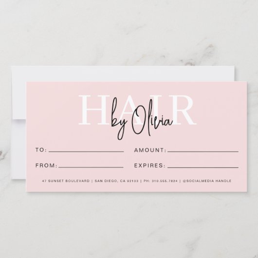 Blush Pink Hair Salon Logo Geschenkgutscheine (Rückseite)
