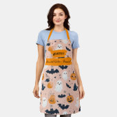 Blush Pink Halloween mit Gespenstern, Pumpkins, Fl Schürze (Getragen)